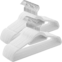 SONGMICS Perchas de Terciopelo- Paquete de 50- Antideslizantes- 0-6 cm Espesor- Espacio Mínimo- Ganchos Giratorios de…